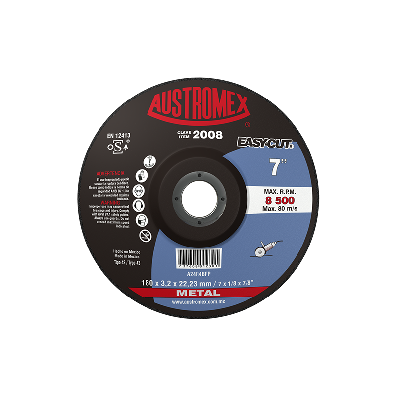 Austromex 2008 Disco con centro deprimido para corte de metal