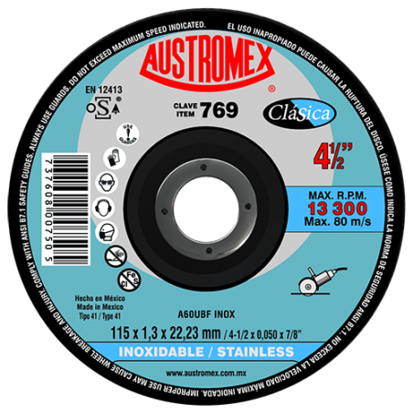Austromex 769 Disco súper preciso para corte de acero inoxidable